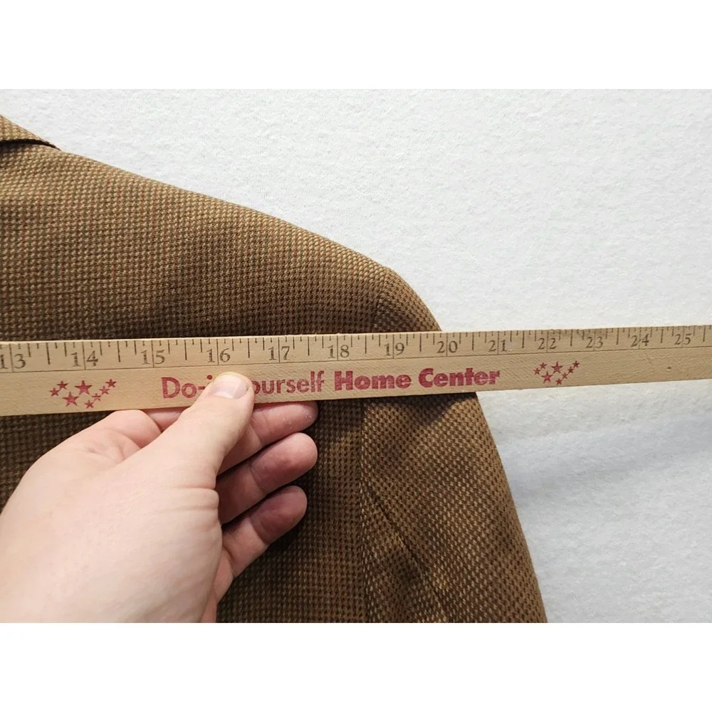 Vtg Lauren Ralph Lauren Men's 40R Brown Lambswool Houndstooth Sport Coat Jacket‎